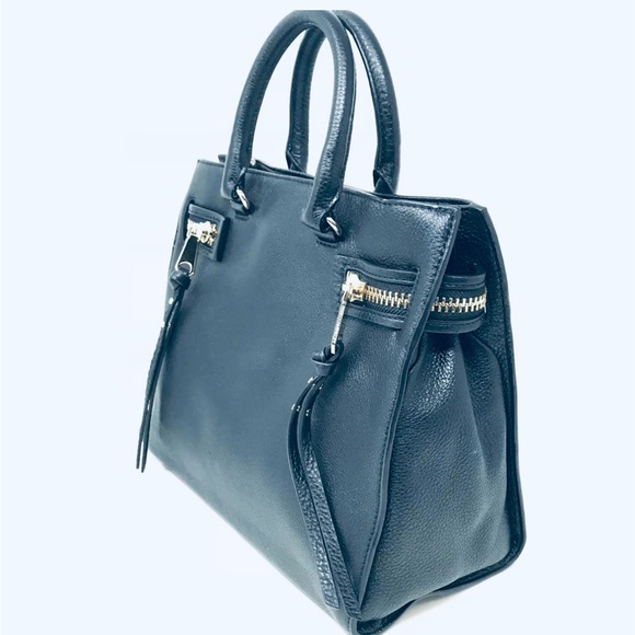 Rebecca Minkoff Geneva Grained Cowhide Dark Blue Leather Women's Bag - Picture 3 of 16